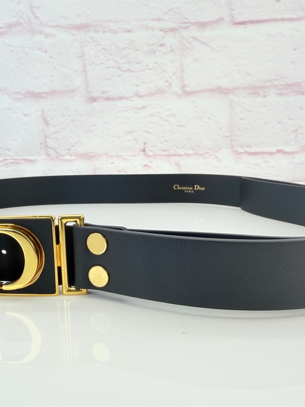 BLACK CHRISTIAN DIOR LEATHER LOGO BELT - Picture 3 of 13